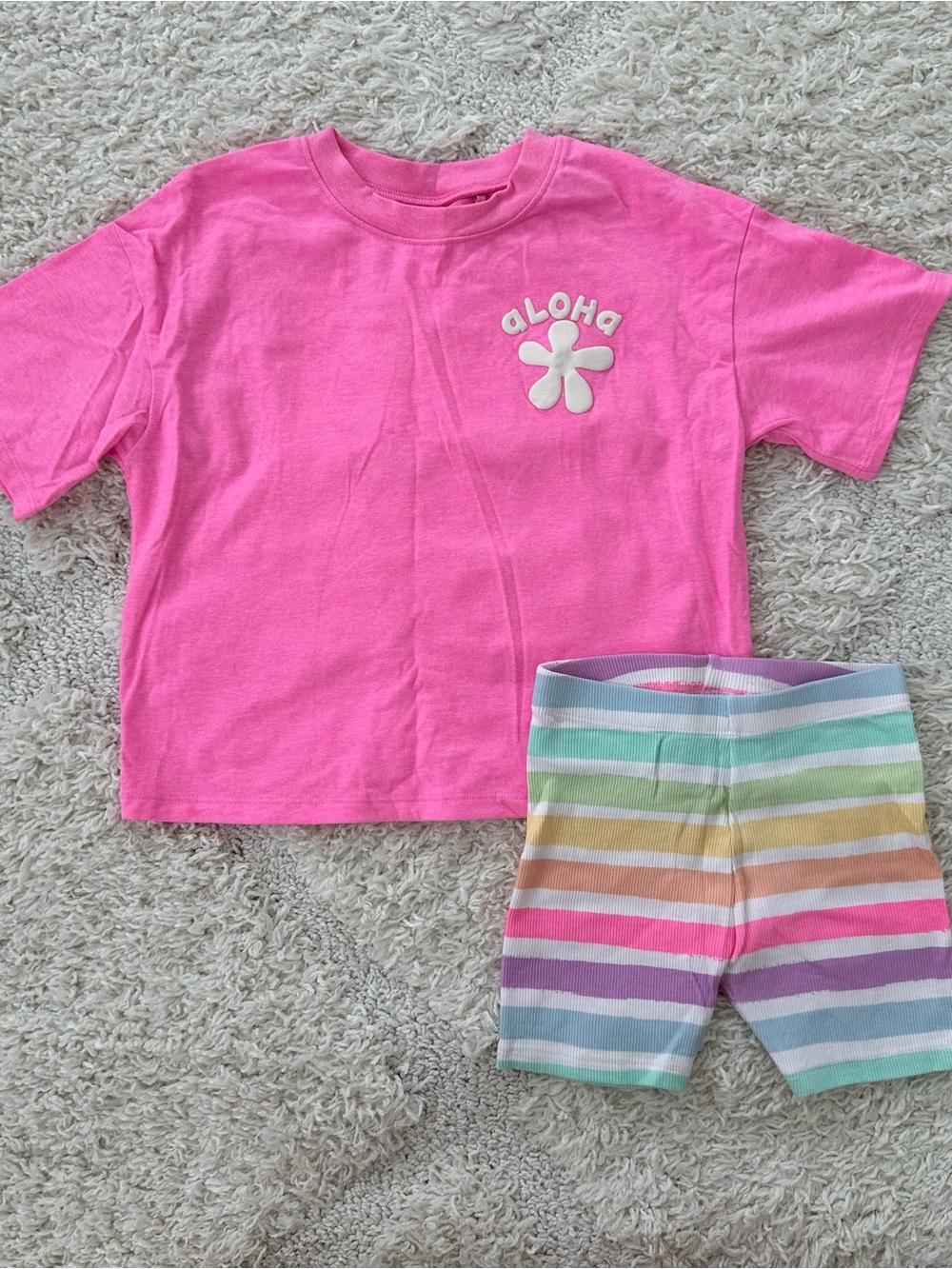Next Pink/Cream Top & Cycle Shorts Set